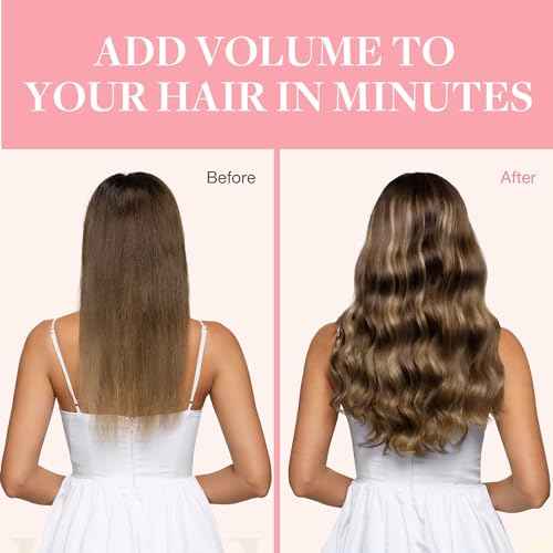 GOO GOO Clip in Hair Extensions Real Human Hair, Remy Human Hair Extensions Clip ins for Women, Natural Human Hair, 18inch 120g 7Pcs, 4/27/4 Balayage Chocolate Brown to Caramel Blonde