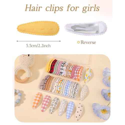 doboi 40Pcs Toddler Hair Clips Hair Barrettes Baby Girl Hair Bows Clips Floral Print Non Slip Snap Hairpins Flower Hair Clips for Girls Kids Toddler Hair Accessories