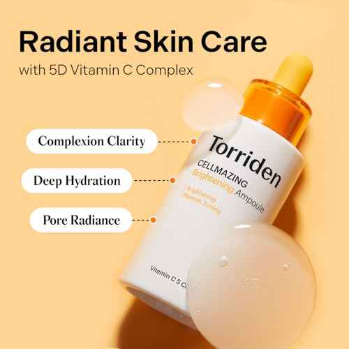 Torriden CELLMAZING Vita C Ampoule 30ml (1.01 fl.oz.) | Refining Sagging Pores and Skin Texture | 5D Vitamin C, Seaweed Complex, Panthenol | Korean Facial Serum