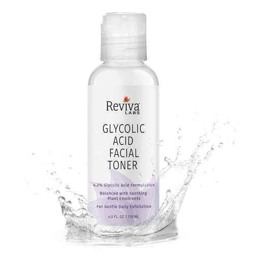 Reviva Labs Glycolic Acid Toner ? Gentle Face Exfoliator Non-Stinging & pH-Balanced Toning Solution with 4.2% Glycolic Acid ? Hydrating Toner for Face, Leaves Skin Radiant & Refreshed ? 4 fl oz