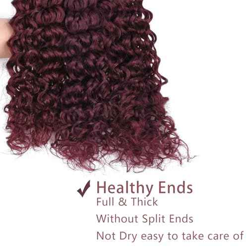 Human Hair Bundles Burgundy 99J Water Wave 22 24 26 Inch Bundles Human Hair 100% Unprocessed Burgundy Soft Sewn In Hair with Double Weft for Black Women