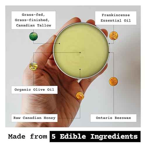 The Tallowed Truth F-Balm Tallow ? Grass-fed, Grass-finished Tallow ? 5 Ingredients Only ? Canadian-made All Purpose Tallow Balm ? Made in Canada ? Tallow for Face & Body (2 oz (2-Pack), Original)