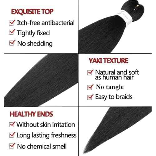 Braiding Hair Pre stretched Natural Black 26'' 8 Packs Long Braiding Hair, Natural Braid Crochet Hair Hot Water Setting Professional Soft Yaki Texture (26inch,1B#)