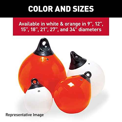 Taylor Made Products Tuff End Buoy, Orange (18") ? Flexible, Strong, Marine-Grade Vinyl Buoy for 25-40 Foot Boats ? Easy-to-use, Trivalve¢â Inflates with Standard Ball Pump ? 2020108090