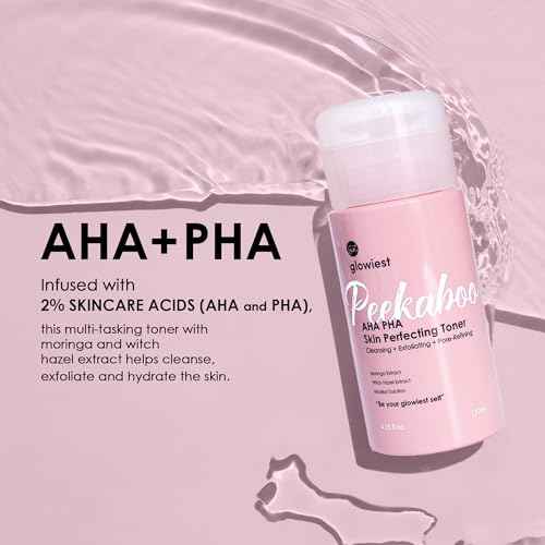 glowiest AHA PHA Skin Perfecting Peekaboo Toner - K-Beauty Face Toner, Exfoliating Treatment, Blemishes, Niacinamide, Pore Refining, Hydrating l Witch Hazel (Small)