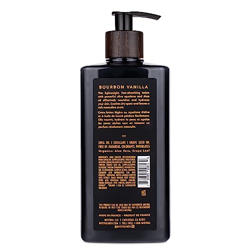 Mistral Bourbon Vanilla Body Lotion for Men | Moisture-Rich Body Cream | Fast-Absorbing Men¡¯s Lotion with Shea Oil & Squalane | Natural & Paraben-Free | Masculine Scent ? 13.5 fl oz