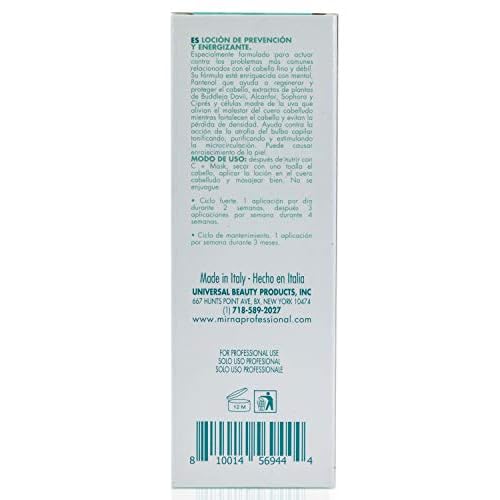 Mirna Professional Prevention & Energizing Anti Hairloss lotion For Weak Hair Infused with Menthol, Pantenol, Sophia Flower Extract, Grape stem cells |Sulphate, Paraben, SLS & Gluten Free 125ml/4.22oz