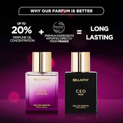 Bella Vita Luxury Ceo Man & Date Woman Liquid Eau De Parfum Perfume Gift Set 2X50Ml For Men And Women With Lemon, Lavender, Pink Pepper|Floral, Fruity, Woody Long Lasting Edp Fragrance Scent