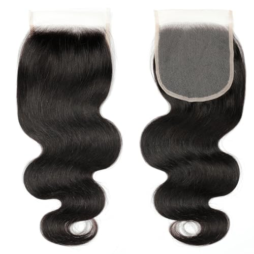 5x5 Transparent HD Lace Closure Human Hair Invisible HD Lace Closure Pre-plucked Virgin Human Hair Natural Black with Baby Hair(12Inch,Body Wave)