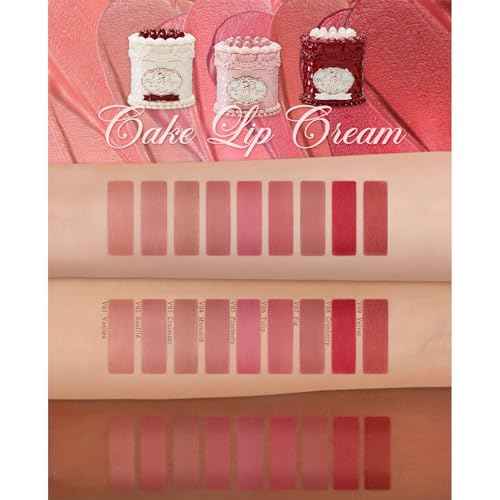 Flower Knows Strawberry Cupid Cake Lip Cream,Velvety-Smooth Matte Liquid Lipstick,Hydrating,Smudge-proof & Stain-Free Lip Stain (V04 Meredith,0.17 Fl Oz)