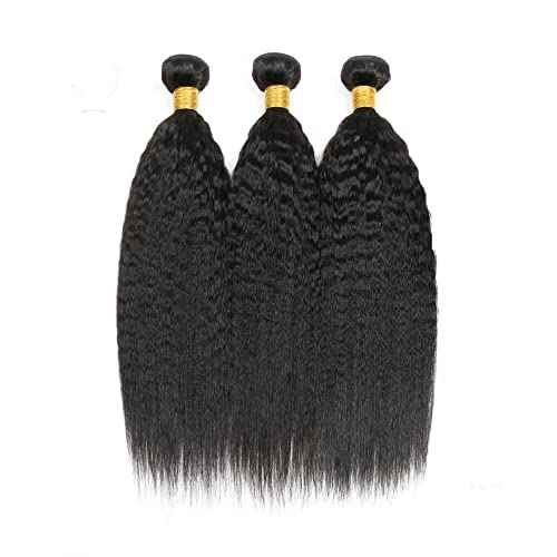 Natural Black Kinky Straight Bundles Human Hair Yaki Bundle 20 22 24 inch Brazilian Remy Yaki Straight Human Hair Bundle