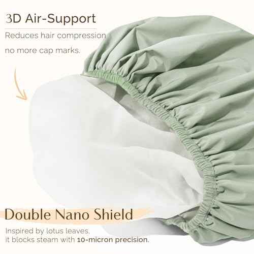 Yanibest Shower Cap Reusable Waterproof - Double Layer Shower Caps for Women, Washable Shower Bonnet with Soft Non-Slip Elastic Band, Bath Hair Hat for Most Hair Types