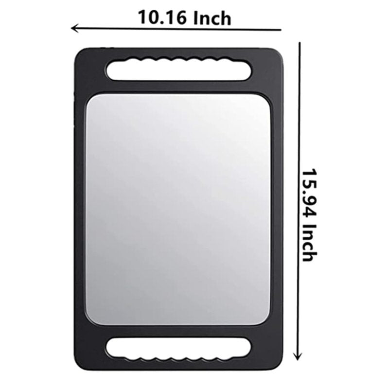 mpowtech Double Handle Mirrors(15.94" x 10.16") - Large Hand held Mirror with Handle,Barber Mirror Handheld,Salon Hand Mirrors,Barber Accessories, Black
