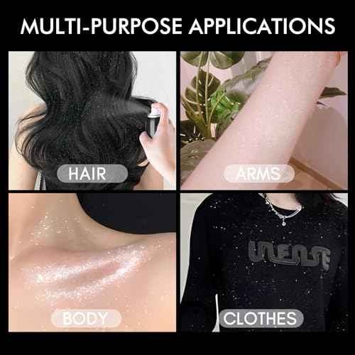 Body Glitter, Body Glitter Spray, Glitter Spray for Hair and Body, Long-Lasting and Quick-Drying Silver Glitter Hairspray Suitable for Stage, Festival Rave and Makeup Prom (2.11 Fl Oz)