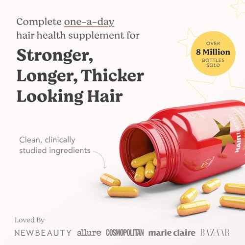 HAIRtamin Advanced Formula Hair Growth Supplement for Women & Men, Supports Stronger, Longer, Visibly Thicker Hair, With 5000 mcg Biotin, Vitamins & Antioxidants, 100% Vegan ? 3 Month Supply