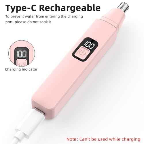 Nose Hair Trimmer Rechargeable Cordless Painless Ear Eyebrow Trimming Tool Dual Edge Blades Razor Easy Cleansing with LED Light for Man Woman (Pink)