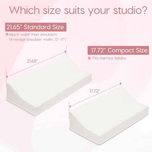 Delanie Nail Tech Arm Rest with Elbow Support - 17.72" Wide Soft Cushion Comfortable Ergonomic Manicure Hand Rest Pillow for Manicurist, Nail Desk Salon Supplies, Compact 17.72" Version