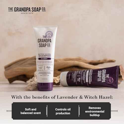 The Grandpa Soap Company Claryfying Witch Hazel Shampoo - Removes Buildup, With Witch Hazel & Lavender Flower, For All Hair Types, Vegan, Sulfates and Parabens Free, 8 Fl Oz 2 Pack