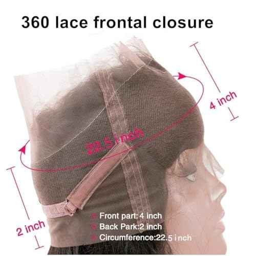 360 Lace Frontal Human Hair Body Wave Transparent 360 Frontal hd Lace Closure With Baby Hair 150% Density Raw Virgin Human Hair Natural Color (22 Inch)