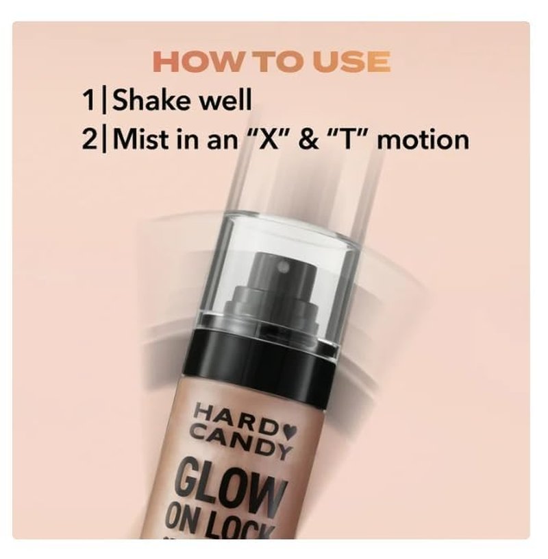 Hard Candy Glow On Lock Setting Spray - Alcohol-Free, 16 Hour Hold | Luminous Finish, 3.4oz