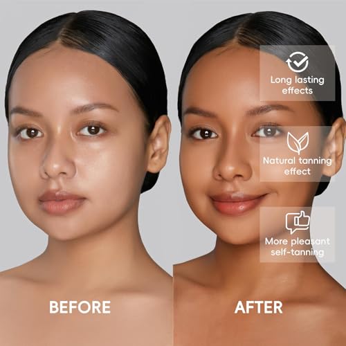 Natural Organic Self-Tanning Drops for Face -7- Carrot Seed Oil, Jojoba & DHA Bronzing Drops | Hydrating, Vegan Tanning Serum with Beetroot & Turmeric | Gentle Face Tanner for Sunless Glow