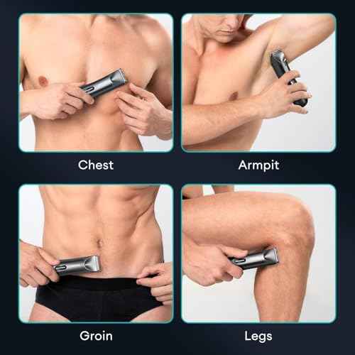 kensen Body Hair Trimmer for Men - Manscape Electric Shavers for Men, Rechargeable Pubic Hair Trimmer with Replaceable Ceramic Blade Head IPX7 Waterproof Wet/Dry Groin Trimmers Ball Shaver (Black)