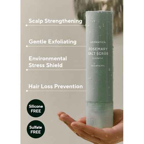 AROMATICA Rosemary Salt Scrub Shampoo - Hair Loss Korean Scalp Detox Shampoo with Rosemary Scalp Oil | Scalp Exfoliator with Salt Scrub for Oily Scalp | Sulfate Free, Silicone Free (10.5 oz / 300g)