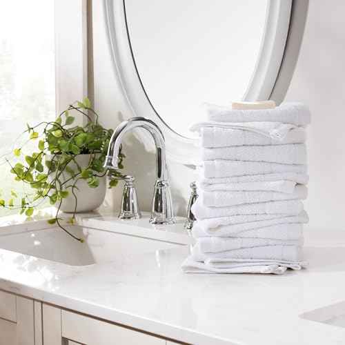 Arkwright Premium Washcloths - (Pack of 12) - Soft & Absorbent, 100% Ringspun Cotton, Contemporary Design Wash Cloths with Dobby, Multipurpose Fingertip Towels, White