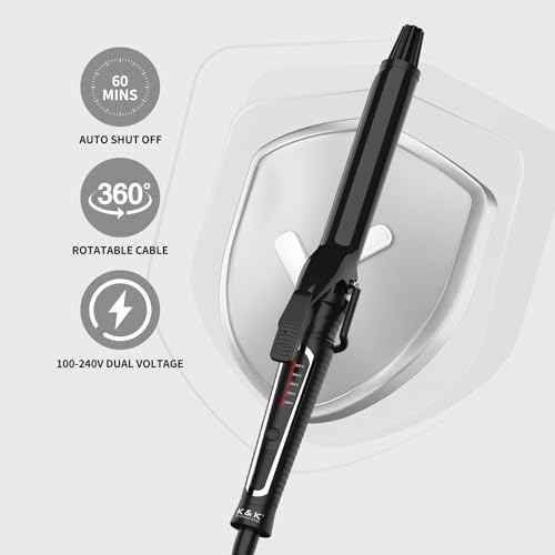 MCH Ceramic Curling Iron with 7-Inch Barrel, Adjustable Temperature, LED Display, and Dual Voltage for Long Hair - Professional Curling Wand with Instant Heat up to 450¡ÆF