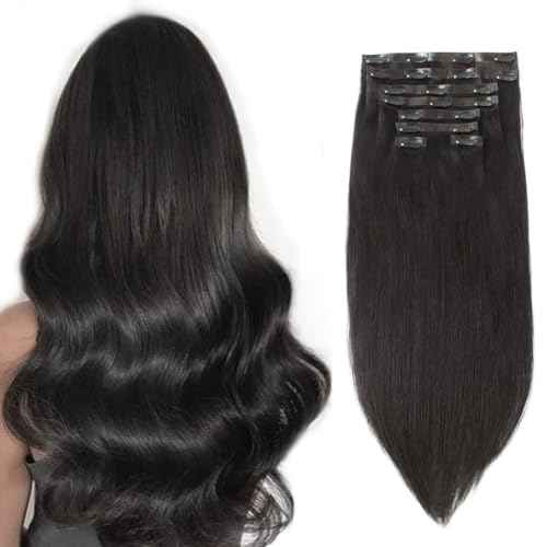 Sixstarhair Black Clip In Hair Extensions Remy Human Hair Natural Human Hair 120g 8 Pieces Clip Ins High Grade Real Hair for Women