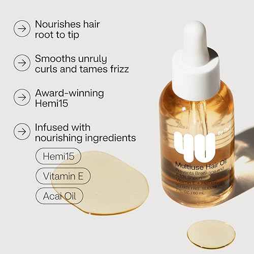4U by Tia Multi-Use Hair Oil - 3A-4C Hair Type HEMI15 & Vitamin C Hair Balm - Nourish, Repair, Frizz Control, Natural Ingredients (2 fl oz)
