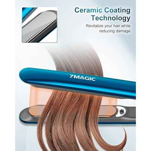 7MAGIC Hair Straightener, Ceramic Flat Iron with LCD, Professional 2 in 1 Hair Iron for Thick Hair, 11 Heat Settings Styling Tool