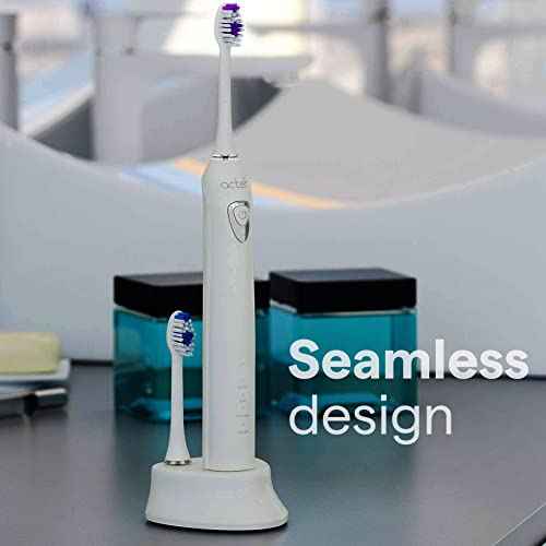 Acteh Sonic Electric Toothbrush, Rechargeable Toothbrush w/ 3 Brushing Modes, 2min. auto-Timer, 30sec. Quad-Reminder and Long-Lasting, Extended Charge Battery (White)