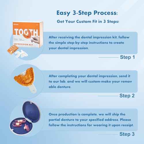 Custom Removable Dentures ? Personalized Partial Denture Set for Tooth Replacement | 1?Multi-Tooth Coverage with Storage Case | Comfortable Wear for teeth (1 Tooth)