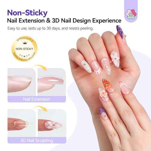 SAVILAND Pro Solid Builder Nail Gel for Nails with 30 g Rhinestone Glue Gel: 30 Days Long Lasting Clear 3D Nail Gel for Nail Extension Nail Art Salon