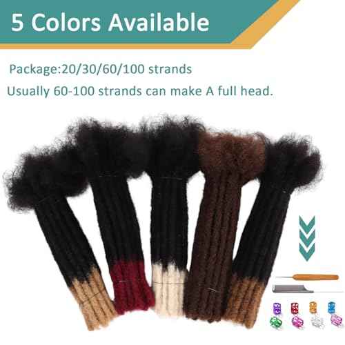 Viovian 0.6cm Human Dreadlock Extensions 12 Inch 30 Strands Real Dreads Human Hair Loc Natural Dread for Men Color 1b/30