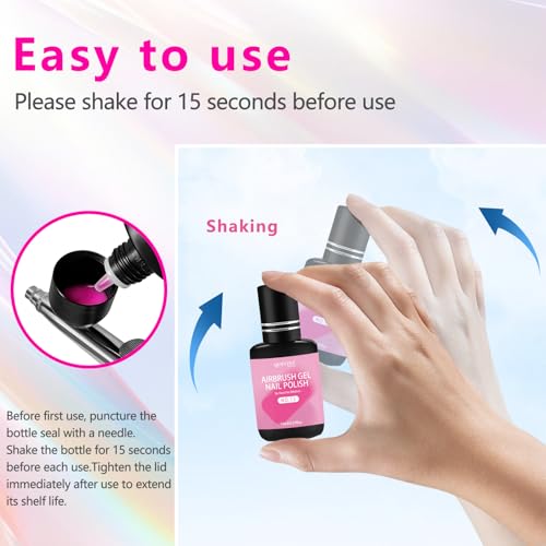 QUEVINA 16 Colors Airbrush Gel Nail Polish Set ? Safe, Odorless Formula for Stunning Baby Boomer Nail Art ? No Dilution Needed, Long-Lasting & Vibrant Shades 16X15ml