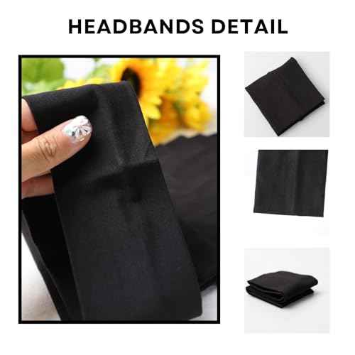 7 PCS Black Headbands for Women Cotton Non Slip Hair Bands Sweat Thick Headband Hair Accessories