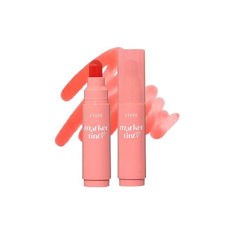 Etude Dear Darling Marker Tint - Hydrating Pink Tangerine Lip Stain | Long-Lasting, High Pigment Formula (5g)