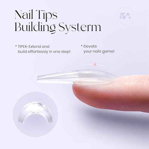 Tipex Instant Apex Nail Tips: Long Coffin, Full Cover Gel, Thicker Acrylic, Strong Hard Clear Pre-etched Press-on Nails