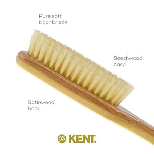 Kent LS9D Satinwood Pure Soft White Bristle Narrow Hair Brush ? Boar Bristle Brush for Thin Hair. Luxury Styling, Straightening, and Smoothing. Ideal for Women. Made in England