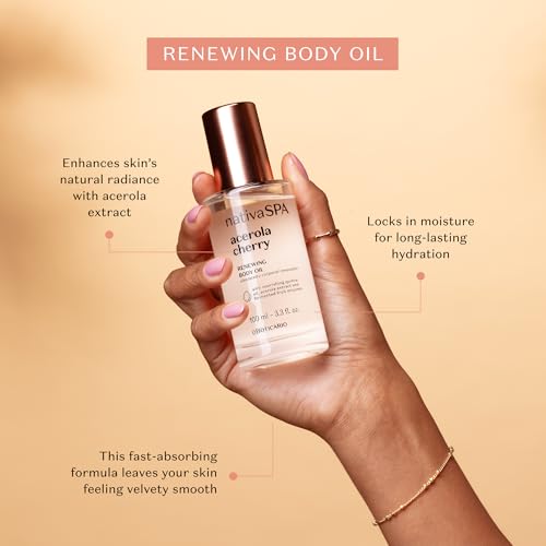 Nativa SPA by O Boticario Acerola Cherry Renewing Body Oil, Luminous Glow & Deep Hydration, 3.38 Ounce (100ml)