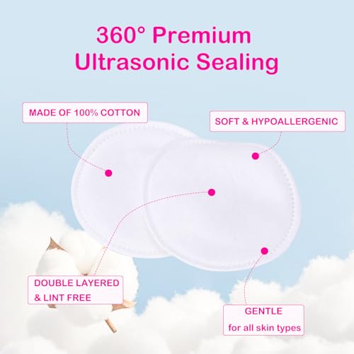 2000 PCS Ultra Soft Cotton Rounds, White, Double-Layered, Hypoallergenic, Lint-Free, 20 Pack with 100 Count Each, Premium Facial Cleansing Pads for Makeup Removal