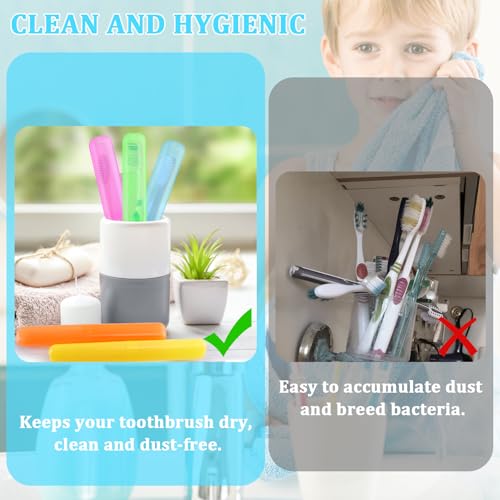 SIKEMAY 150 PCS Travel Toothbrush Holder Bulk, Toothbrush Travel Case Cover, Portable Plastic Dust Proof Breathable, Toothbrush Holder for Travel Bathroom Indoor Outdoor Travel Trip Camping School