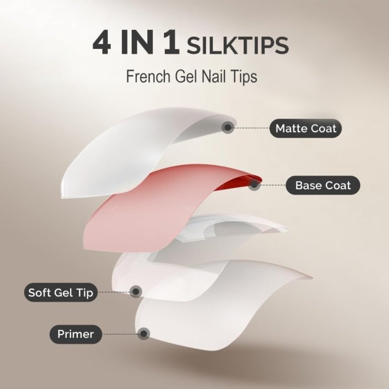 Jsiallye French Tip Press-On Nails - 240 Pcs Milky White Short Almond Gel Tips | Pre-Applied Primer & Top Coat