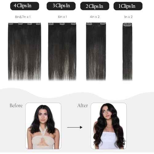 HUAYI Dark Brown Clip in Hair Extensions Real Human Hair 120G Remy Human Hair Clip in Extensions Soft Silky Straight for Women 7pcs 16clips 18 Inch Brown Hair Extensions