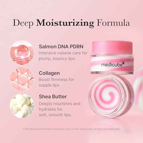 medicube PDRN lip sleeping mask glow balm | Salmon PDRN, Collagen, Shea Butter for Softer Lips, Long-lasting Moisture, Overnight and daily lip care, Korean Skincare 0.35 oz.