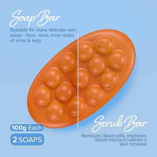 MAREE Kojic Acid Soap & Scrub - Brightening Kojic Acid and Turmeric Soap for Dark Spot and Hyperpigmentation - Dark Spot Remover for Face & Body Wash - Acido Kojico Cream Bar Soaps