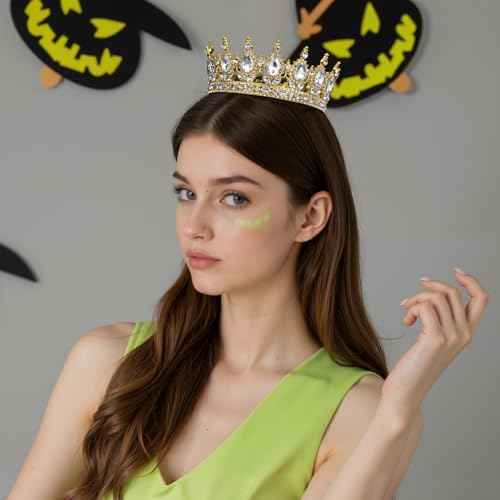 Onedor Gold Queen Crown for Women Princess Tiara Headband for Wedding Birthday Pageant Elegant Hair Accessories and Crown Cake Topper