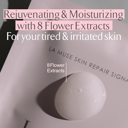 LA MUSE Biocellulose Signature Face Mask(5ea) | Deep Hydrating, Tightening & Firming Care for Skin Repair | Rejuvenating & Moisturizing | Cooling & Soothing Sensitive Skin | Face Mask Korean Skin Care